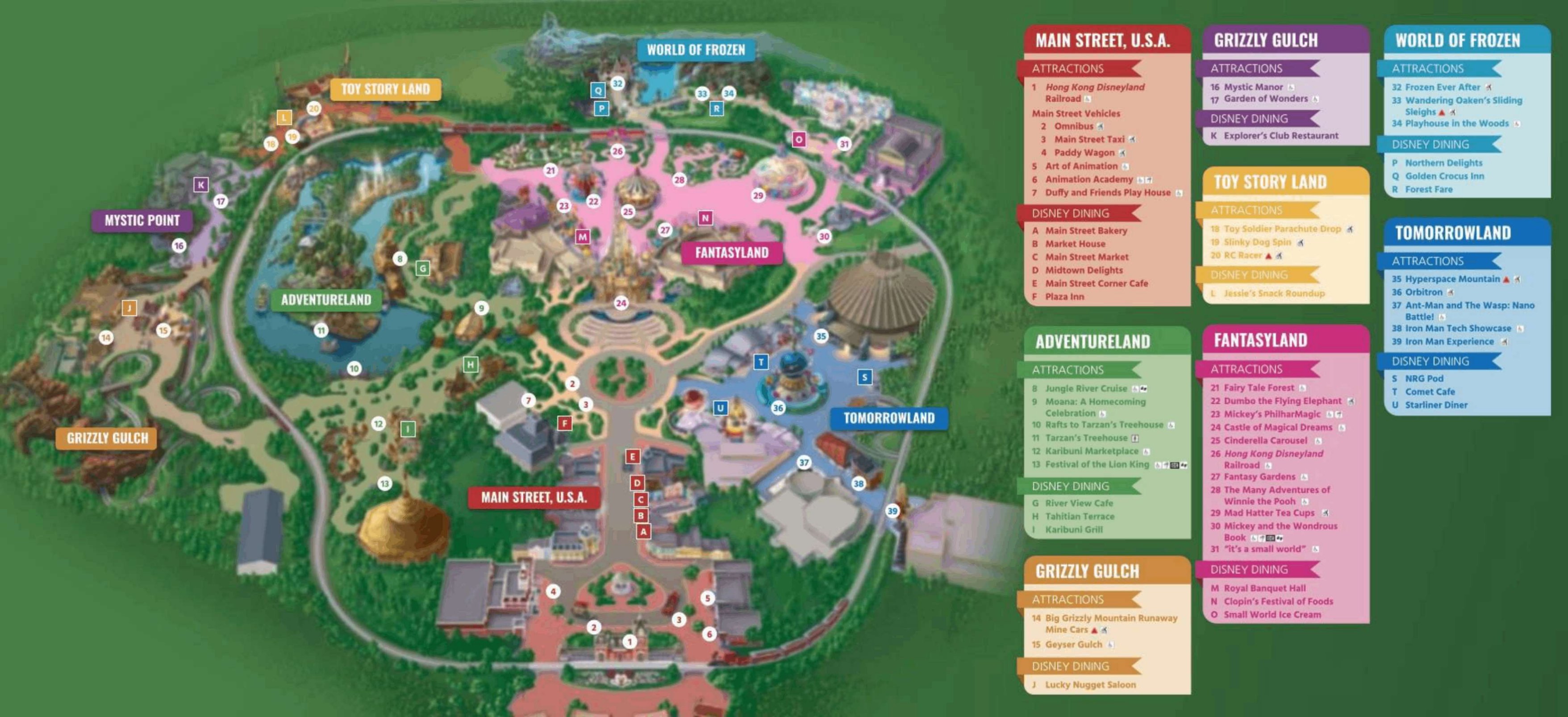Hong Kong Disneyland official park map
