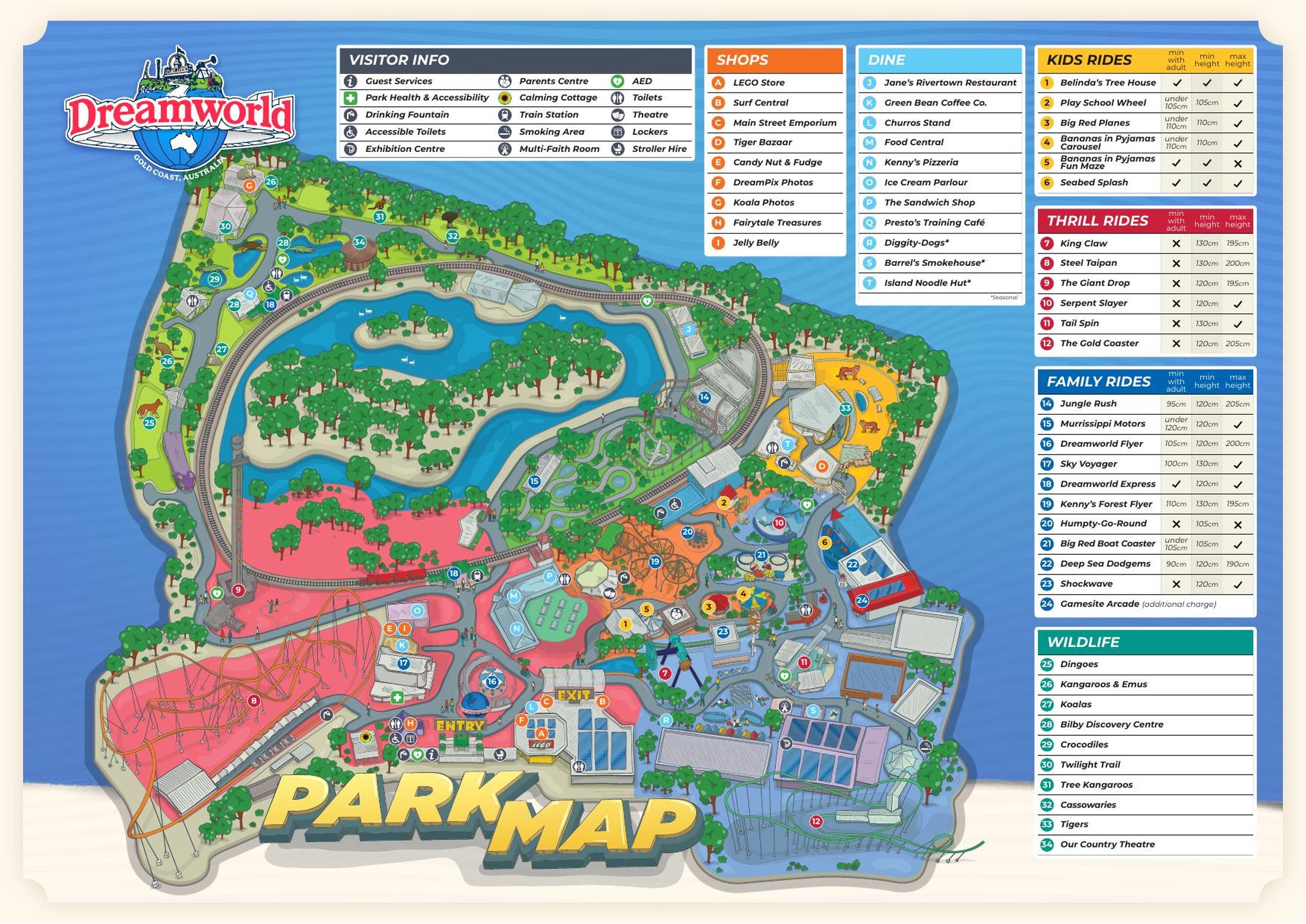 Dreamworld official park map