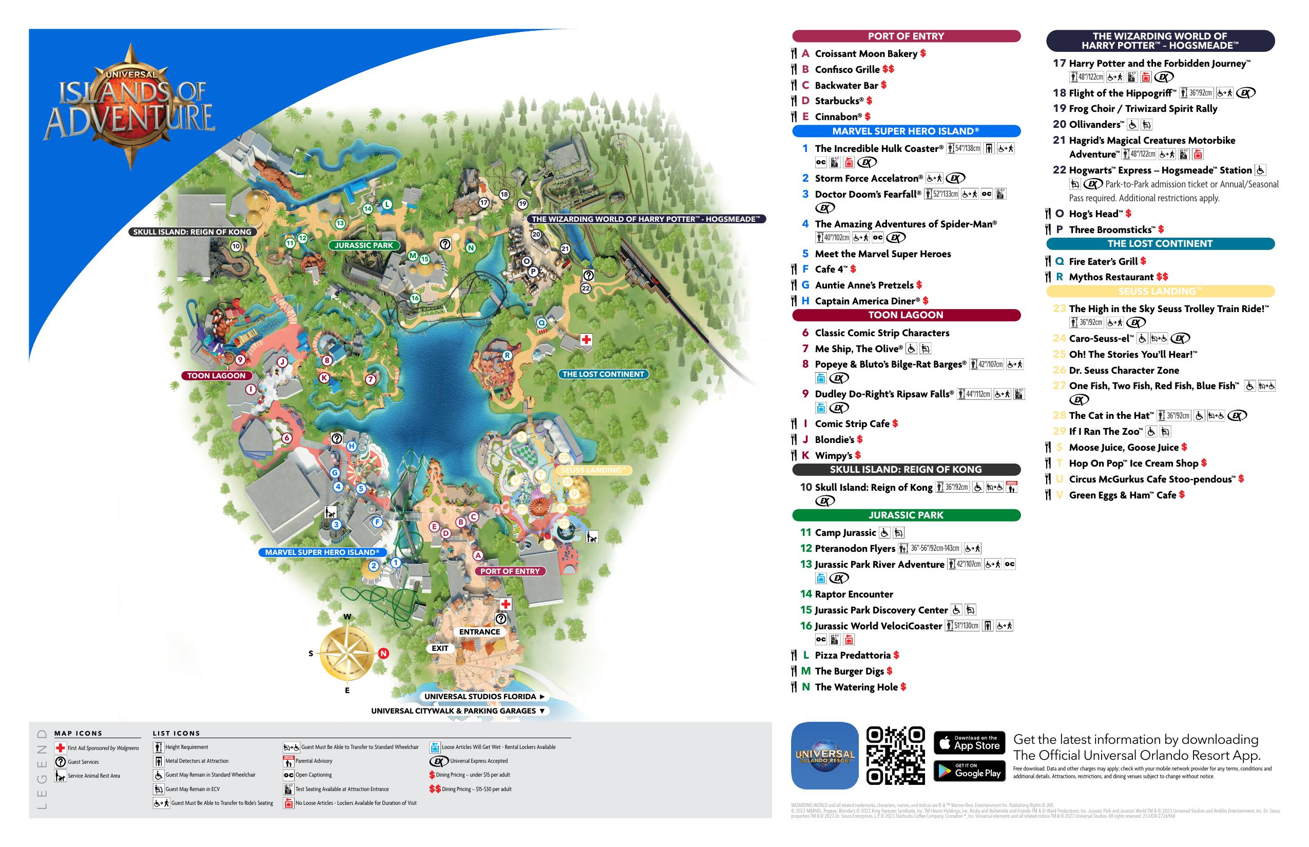 Universal Islands of Adventure official park map