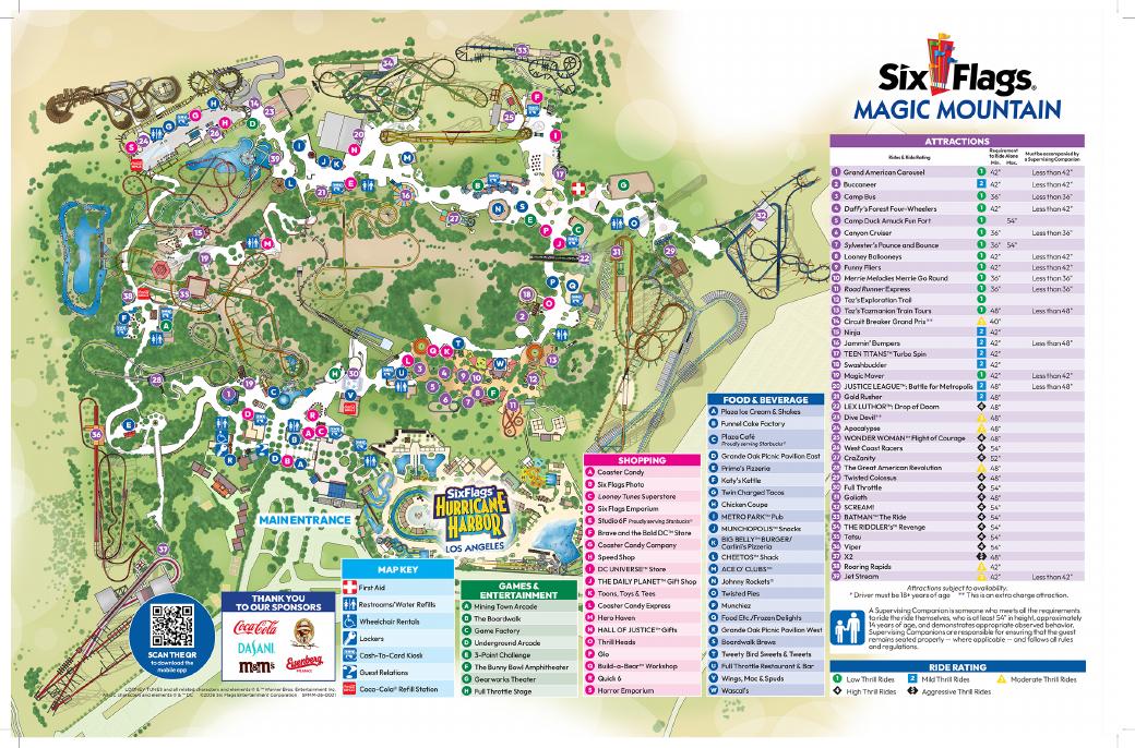 Six Flags Magic Mountain official park map