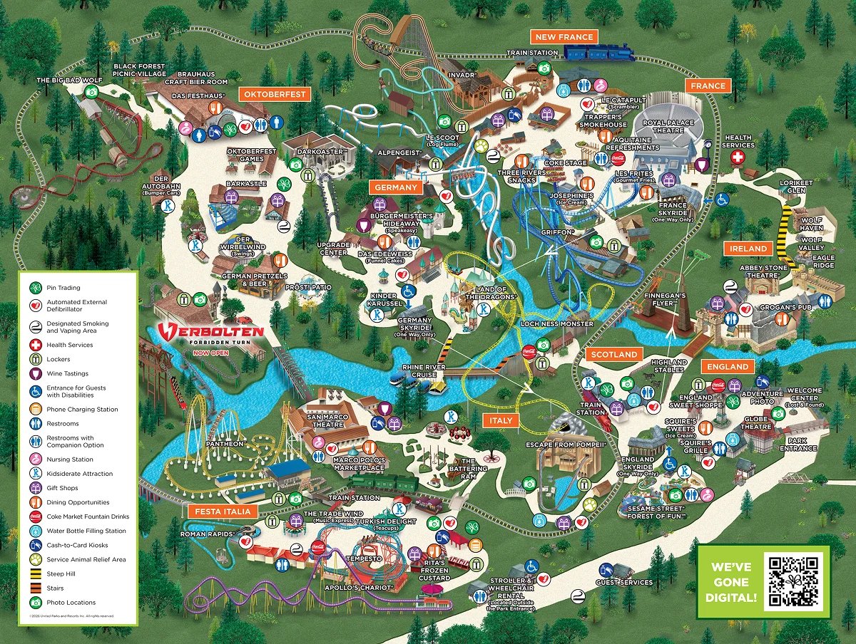 Busch Gardens Williamsburg official park map