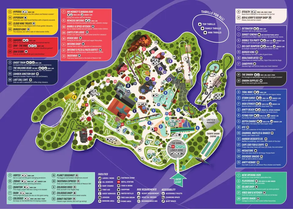 Thorpe Park official park map