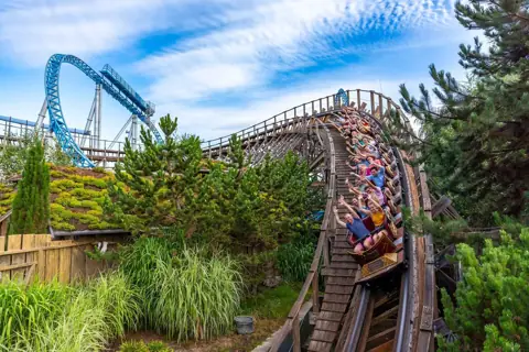 Wodan Timbur Coaster with Silver Star in the background — Europa-Park in Rust, Baden-Württemberg