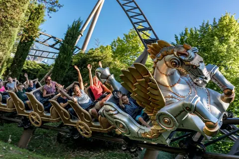 Pegasus family coaster in the Greece area — Europa-Park in Rust, Baden-Württemberg