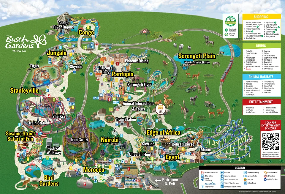 Busch Gardens Tampa Bay official park map