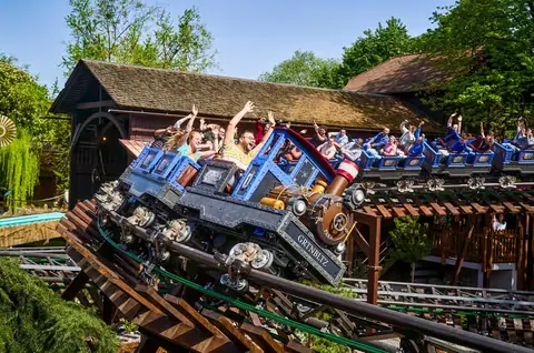 Alpenexpress Coastiality train in the Austria area — Europa-Park in Rust, Baden-Württemberg