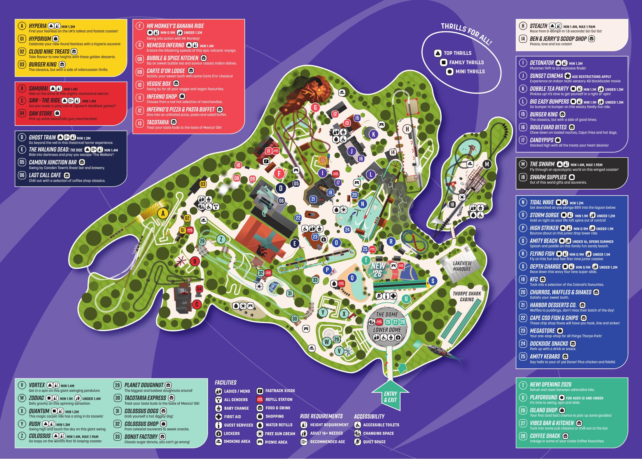 Thorpe Park official park map