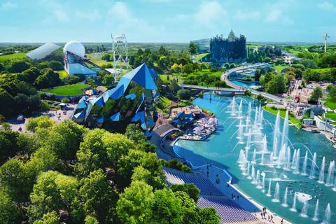 Aerial View Across Futuroscope and Central Lake