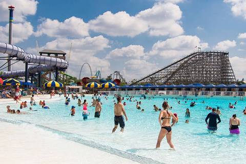 White Water Bay Wave Pool at Splash Works — Canada's Wonderland in Vaughan, Ontario
