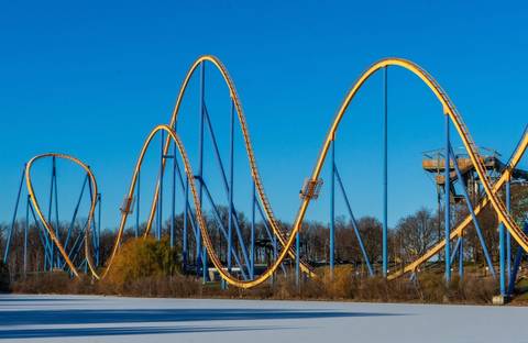 The Towering Drops of Behemoth Roller Coaster — Canada's Wonderland in Vaughan, Ontario