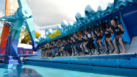 Riders Braving the Wipeout Thrill Ride at Dreamworld