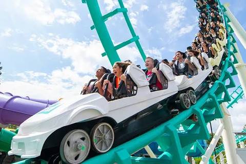 Riders on The Gold Coaster at Dreamworld
