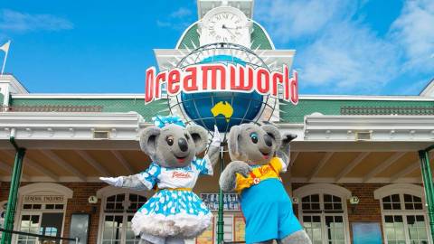 Kenny and Belinda Koala at Dreamworld Entrance