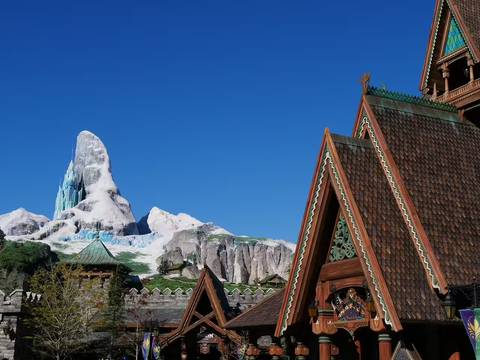 Elsa's Ice Palace and North Mountain in Frozen Kingdom — Tokyo DisneySea in Urayasu, Chiba