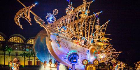 The Wing of Wishes Ship Illuminated at Night — Tokyo DisneySea in Urayasu, Chiba