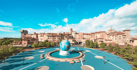 DisneySea AquaSphere Plaza at Park Entrance — Tokyo DisneySea in Urayasu, Chiba