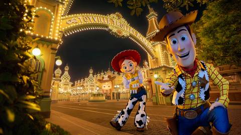 Toyville Trolley Park and Toy Story Mania! at Night — Tokyo DisneySea in Urayasu, Chiba