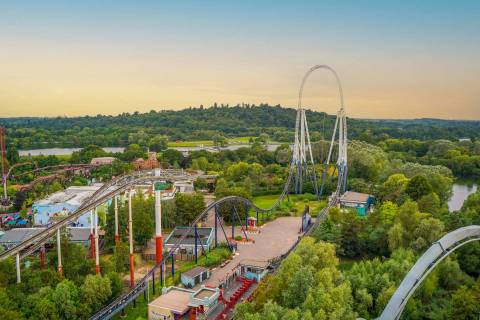 Aerial View of Stealth and Amity Cove — Thorpe Park in Chertsey, Surrey