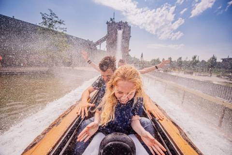 Splashdown on Expedition Zork Log Flume — Toverland in Sevenum, Limburg