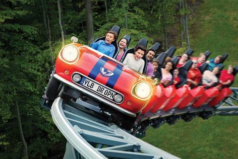 Riders Racing on Verbolten Coaster — Busch Gardens Williamsburg in Williamsburg, Virginia