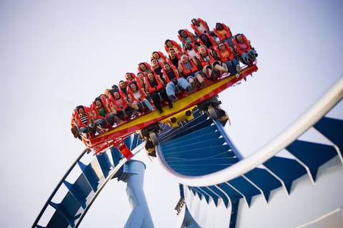 Riders Plunging on the Griffon Dive Coaster — Busch Gardens Williamsburg in Williamsburg, Virginia