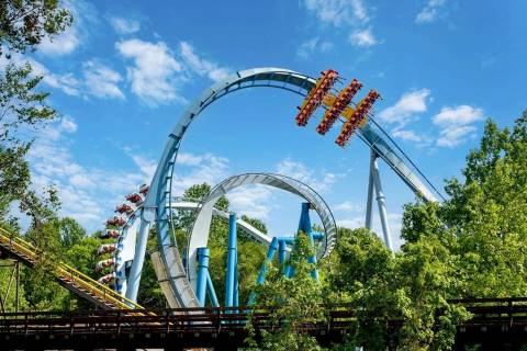 Riders Inverting on Griffon Dive Coaster — Busch Gardens Williamsburg in Williamsburg, Virginia