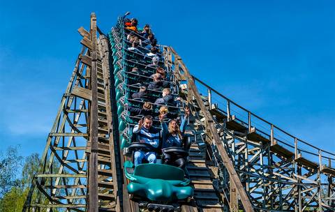 Riding the Tonnerre 2 Zeus Wooden Coaster — Parc Astérix in Plailly, Oise