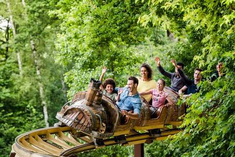Family Fun on the SOS Numérobis Roller Coaster — Parc Astérix in Plailly, Oise