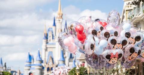 Mickey Balloons in Front of Cinderella Castle — Magic Kingdom in Bay Lake, Florida