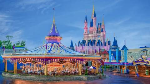Prince Charming Regal Carrousel and Cinderella Castle — Magic Kingdom in Bay Lake, Florida