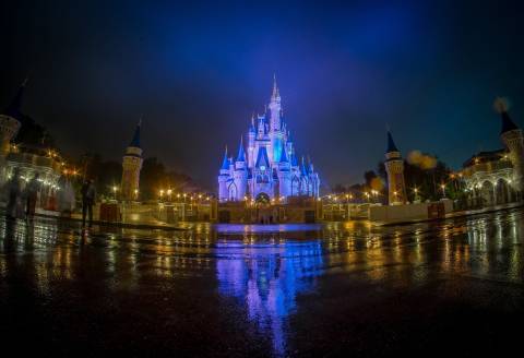 Reflections of Cinderella Castle at Night — Magic Kingdom in Bay Lake, Florida