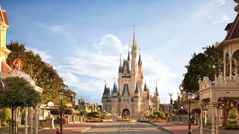 Cinderella Castle Viewed from Main Street, U.S.A. — Magic Kingdom in Bay Lake, Florida