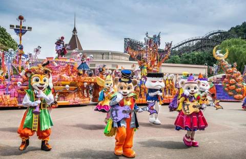Costumed Mascots Performing in the Everland Halloween Parade