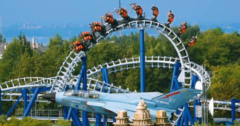 Blue Tornado Inverted Roller Coaster at Gardaland