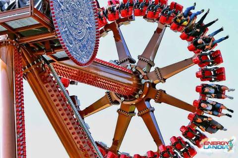 Thrill Seekers on Aztec Swing — Energylandia in Zator