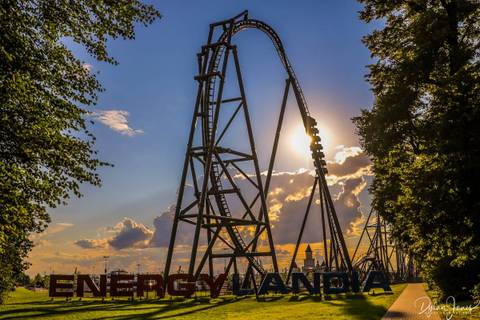 Hyperion Mega Coaster at Sunset — Energylandia in Zator