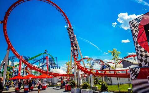 Riders Inverting on the Formuła Roller Coaster — Energylandia in Zator