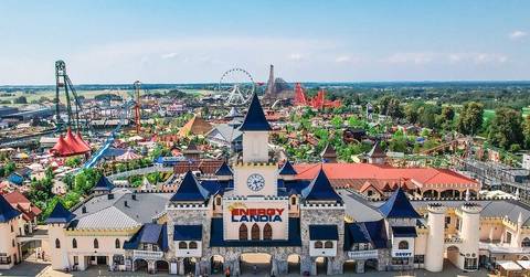 Energylandia Main Entrance Castle and Park Panorama