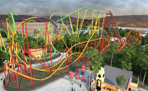 Wonder Woman Flight of Courage Roller Coaster — Six Flags Magic Mountain in Valencia, California