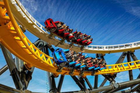 Dueling Trains on West Coast Racers — Six Flags Magic Mountain in Valencia, California
