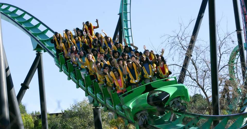 Riddler's Revenge roller coaster at Six Flags Magic Mountain