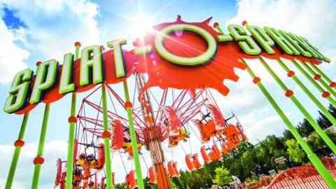 Splat-O-Sphere Flying Ride in Nickland — Movie Park Germany in Bottrop