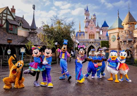 Disney Characters in Front of Sleeping Beauty Castle — Disneyland Park in Anaheim, California