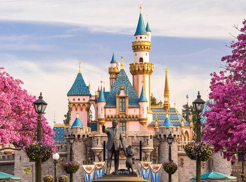 Partners Statue in Front of Sleeping Beauty Castle — Disneyland Park in Anaheim, California