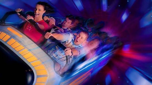 Space Mountain roller coaster at Disneyland Park