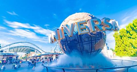 The Iconic Universal Globe at the Main Entrance — Universal Studios Japan in Osaka
