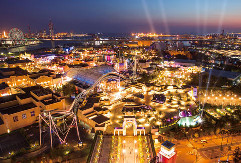 Aerial Night View of Universal Studios Japan
