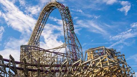 Iron Gwazi Hybrid Roller Coaster Drop — Busch Gardens Tampa Bay in Tampa