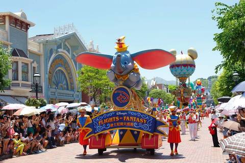 Flights of Fantasy Parade on Main Street, U.S.A. — Hong Kong Disneyland in Lantau Island, Hong Kong