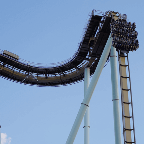 Valkyria Dive Coaster Hanging on the Drop — Liseberg in Gothenburg